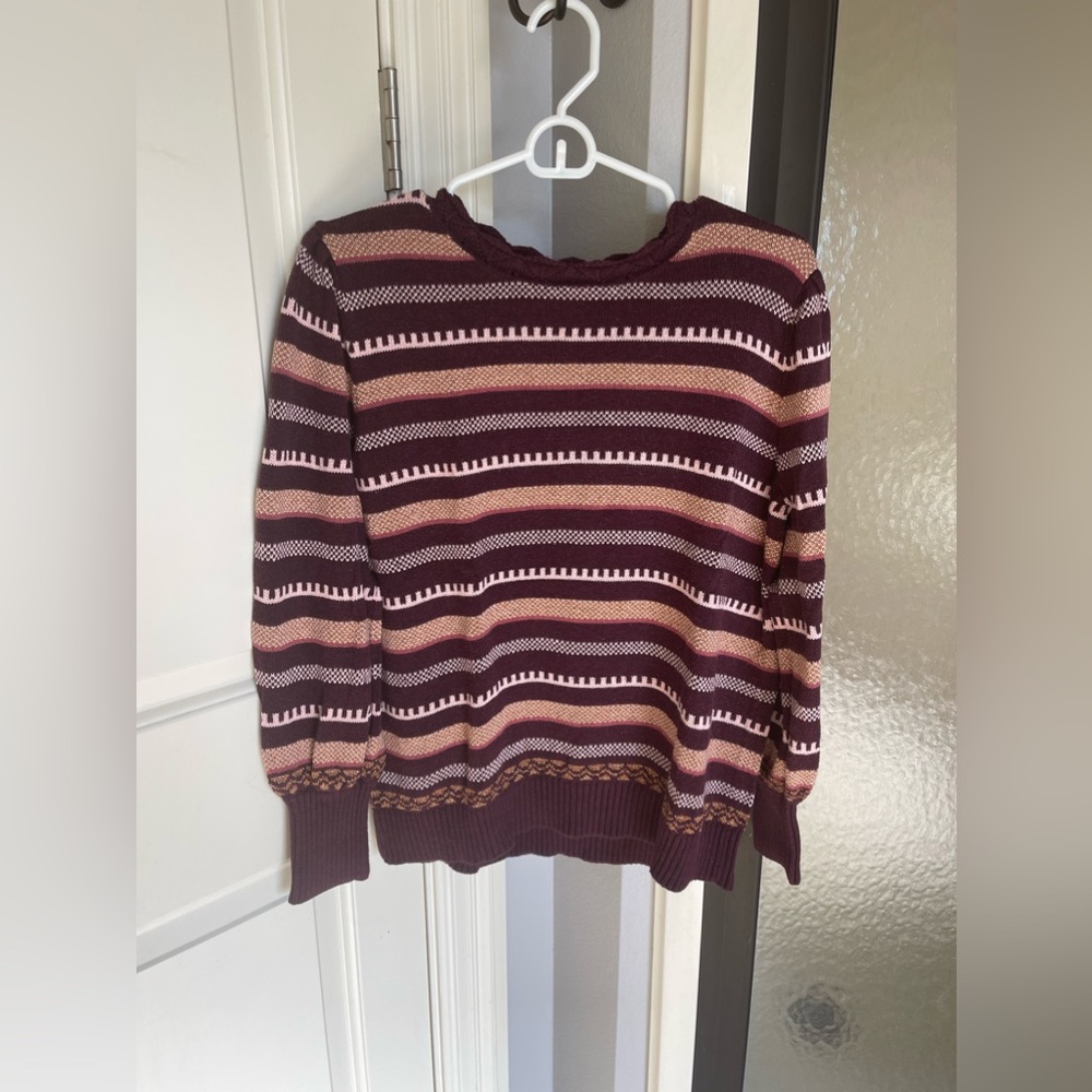 Loft Striped Sweater w Shimmer Detail